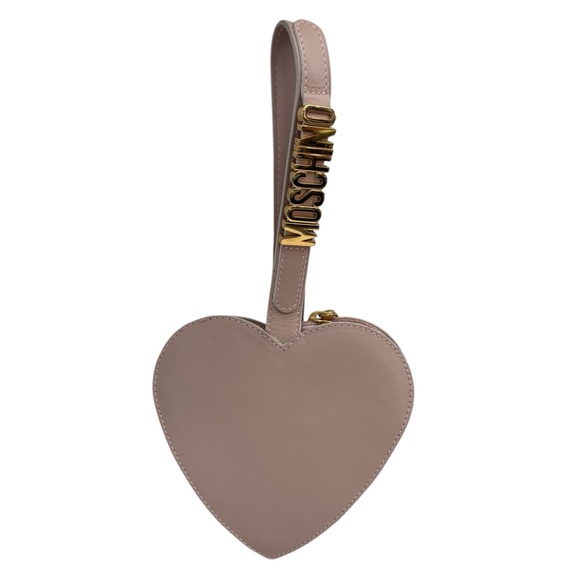 Moschino Light Pink Vintage 90s Leather Heart Wrislet Purse Italian Designer - Picture 1 of 16